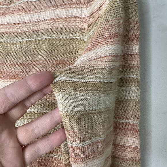 Lauren Ralph Lauren Sweater Womens Large Multicolor Stripe Linen Cotton V Neck - Picture 3 of 5